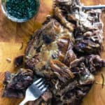 Slow Cooked Lamb with Sugar Free Mint Sauce | Raising Sugar Free Kids - delicious, tender, melt-in-your-mouth lamb served alongside a sugar free sweet-sour fresh mint sauce - this is an impressive Easter recipe that takes just a few mins of prep time and is easy on the purse-strings! #sugarfree #easter