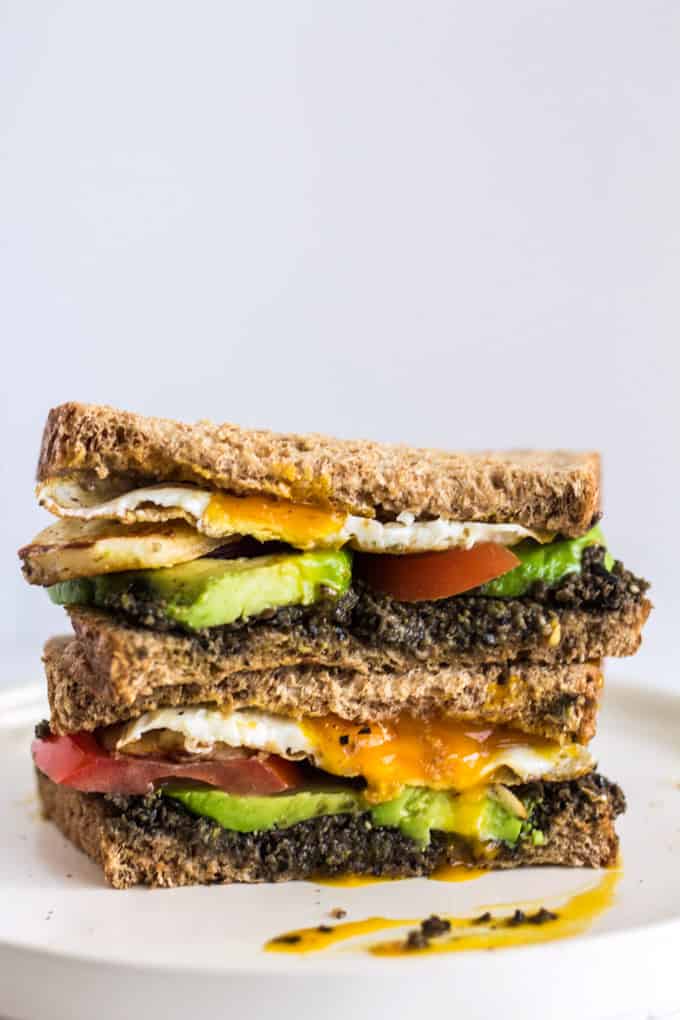 Homemade Olive Tapenade, Halloumi & Egg Sandwiches