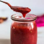 Low Sugar Plum & Rosemary Jam | Raising Sugar Free Kids - in just a few minutes with a few ingredients, you can make this delicious summer plum & rosemary jam. It's simple, quick, low sugar and yummy. As well as gluten free, with a vegan/low carb option. #sugarfree #glutenfree