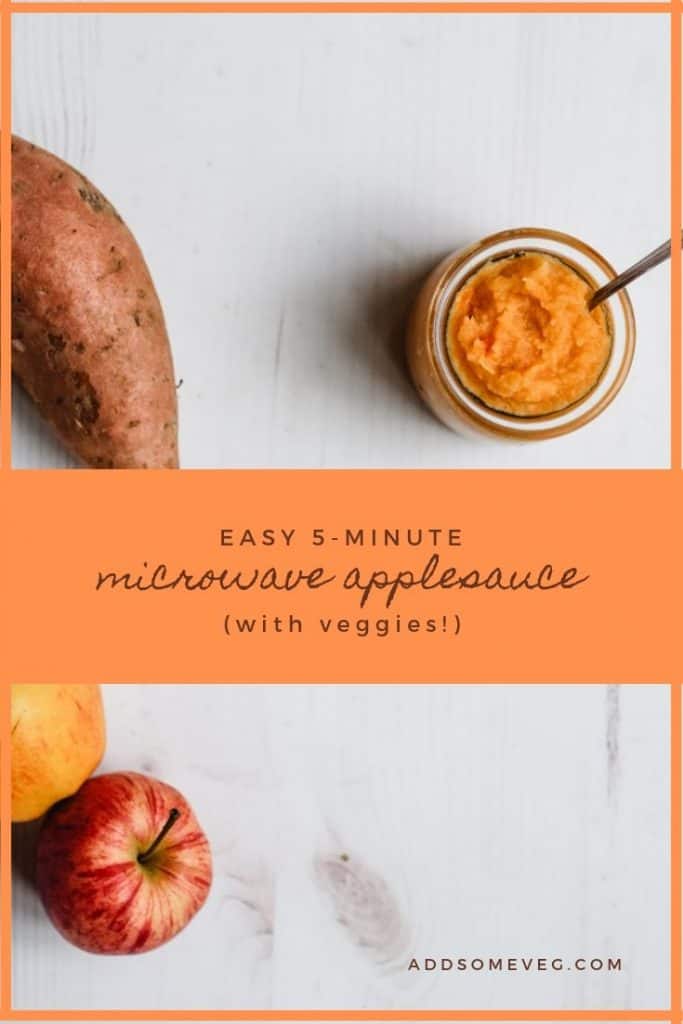 Easy 5-Minute Microwave Applesauce (With Veggies!) | Add Some Veg - the easiest applesauce EVER, this hands off recipe requires just a few minutes and a microwave. it is vegan, gluten free, sugar and sweetener free, and even contains veg. #addsomeveg #veggieloaded #apples #sugarfree
