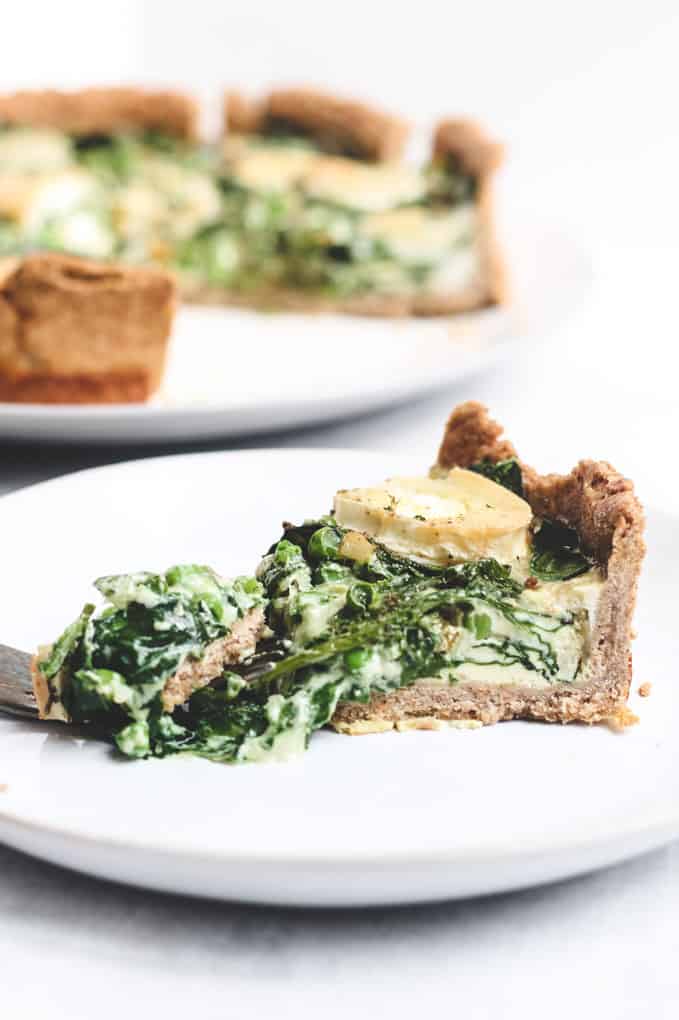 Greens & Goat's Cheese Quiche | Add Some Veg - an easy make-ahead lunch that is perfect for baking at the weekend and just slicing up for lunchboxes during the week. Yummy and packed with green veg goodness. #sugarfree #veggieloaded #addsomeveg #quiche